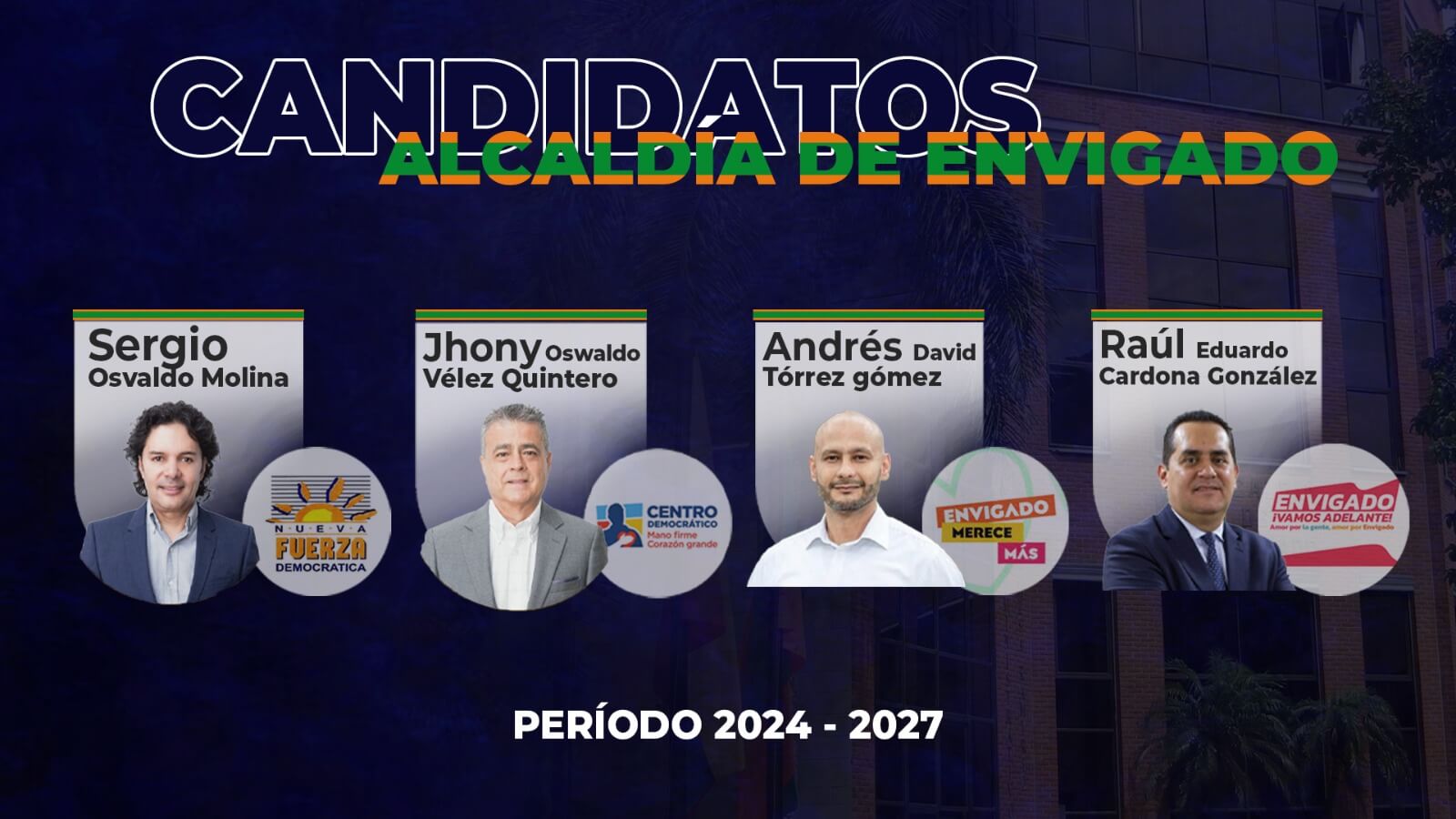 Cuatro candidatos en competencia por la Alcaldía de Envigado en las próximas elecciones